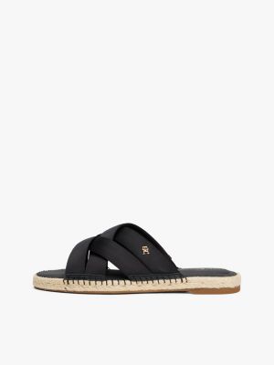 black satin espadrille mules for women tommy hilfiger