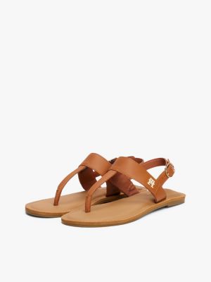 brown leather toe post sandals for women tommy hilfiger