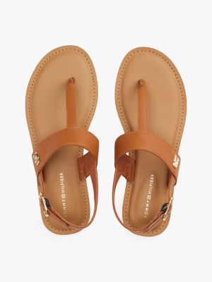 brown leather toe post sandals for women tommy hilfiger