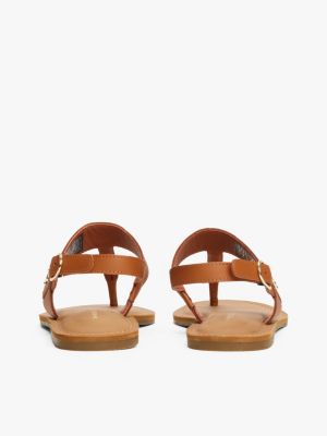 brown leather toe post sandals for women tommy hilfiger