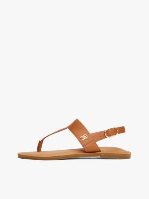 brown leather toe post sandals for women tommy hilfiger