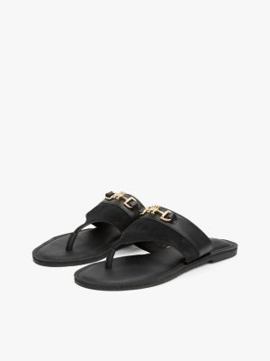 black leather horsebit sandals for women tommy hilfiger