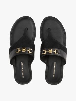 black leather horsebit sandals for women tommy hilfiger