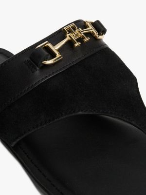 black leather horsebit sandals for women tommy hilfiger