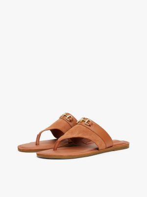 brown leather horsebit sandals for women tommy hilfiger