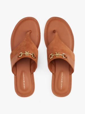 brown leather horsebit sandals for women tommy hilfiger