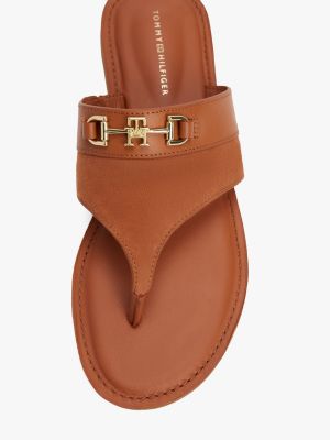 brown leather horsebit sandals for women tommy hilfiger