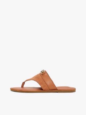 brown leather horsebit sandals for women tommy hilfiger