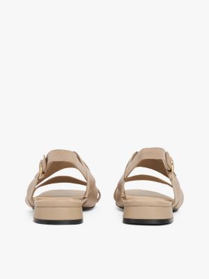 beige th monogram leather sandals for women tommy hilfiger