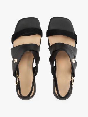 multi th monogram leather sandals for women tommy hilfiger