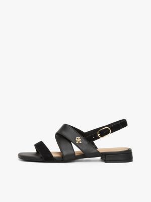 multi th monogram leather sandals for women tommy hilfiger