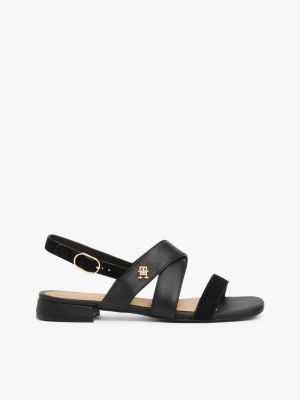 multi th monogram leather sandals for women tommy hilfiger