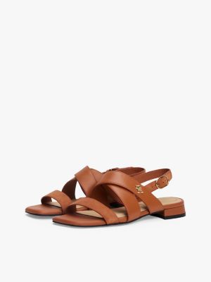 meerdere kleuren leren sandaal met th-monogram voor dames - tommy hilfiger