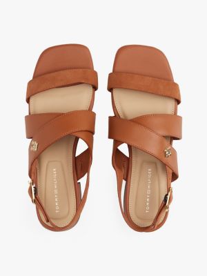 meerdere kleuren leren sandaal met th-monogram voor dames - tommy hilfiger
