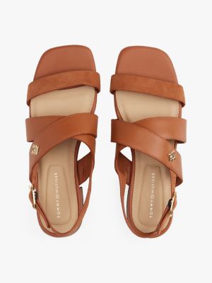 multi th monogram leather sandals for women tommy hilfiger