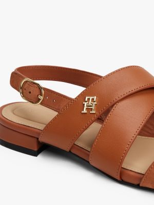 meerdere kleuren leren sandaal met th-monogram voor dames - tommy hilfiger