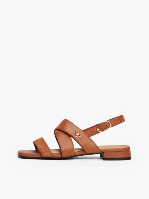 meerdere kleuren leren sandaal met th-monogram voor dames - tommy hilfiger