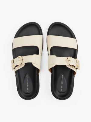 sandales en cuir crantées à monogramme th plusieurs couleurs pour femmes tommy hilfiger