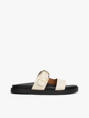 multi leather th monogram cleat sandals for women tommy hilfiger