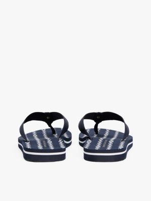 blue th monogram webbing flip-flops for women tommy hilfiger