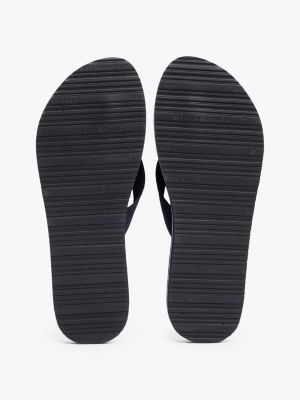 blue th monogram webbing flip-flops for women tommy hilfiger