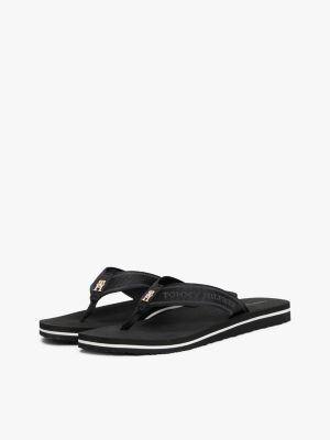 black webbing tonal logo flip-flops for women tommy hilfiger