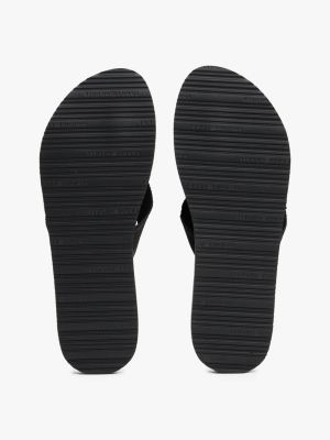 black webbing tonal logo flip-flops for women tommy hilfiger