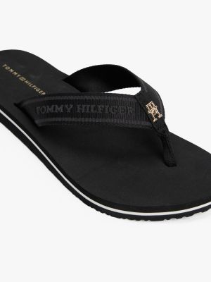 black webbing tonal logo flip-flops for women tommy hilfiger