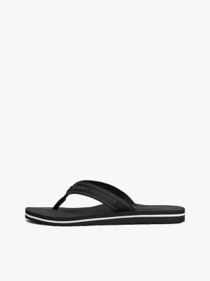 black webbing tonal logo flip-flops for women tommy hilfiger