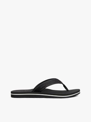 black webbing tonal logo flip-flops for women tommy hilfiger