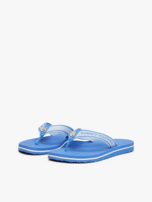 blue webbing tonal logo flip-flops for women tommy hilfiger