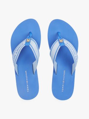 blue webbing tonal logo flip-flops for women tommy hilfiger