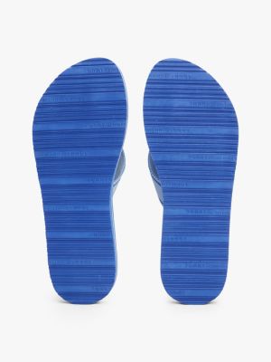 blue webbing tonal logo flip-flops for women tommy hilfiger