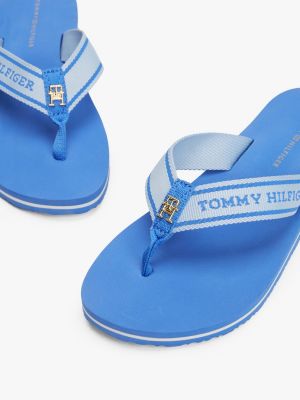 blue webbing tonal logo flip-flops for women tommy hilfiger