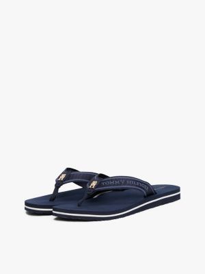 blue webbing tonal logo flip-flops for women tommy hilfiger