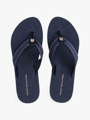 blue webbing tonal logo flip-flops for women tommy hilfiger