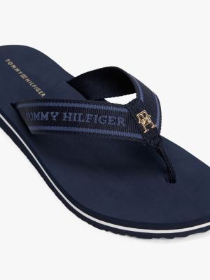 blue webbing tonal logo flip-flops for women tommy hilfiger