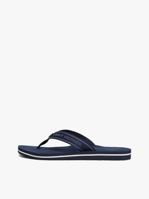 blue webbing tonal logo flip-flops for women tommy hilfiger