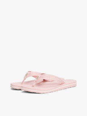 pink webbing tonal logo flip-flops for women tommy hilfiger