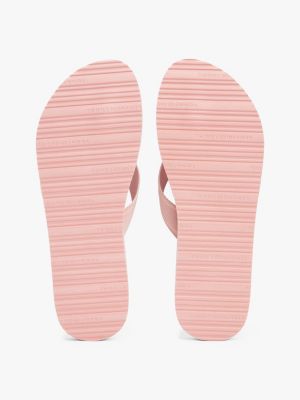 pink webbing tonal logo flip-flops for women tommy hilfiger