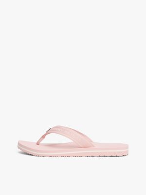 pink webbing tonal logo flip-flops for women tommy hilfiger