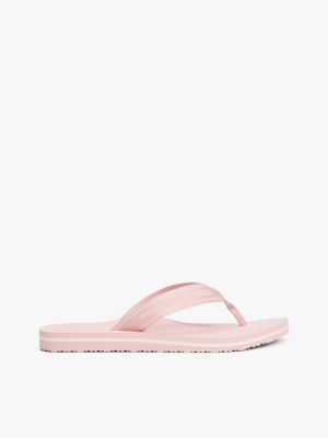 pink webbing tonal logo flip-flops for women tommy hilfiger