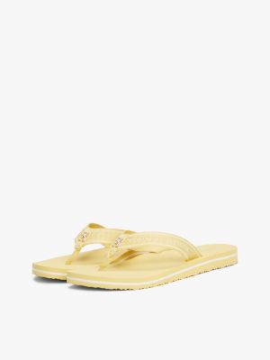 yellow webbing tonal logo flip-flops for women tommy hilfiger