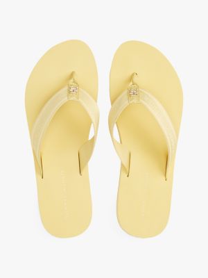 yellow webbing tonal logo flip-flops for women tommy hilfiger