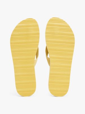 yellow webbing tonal logo flip-flops for women tommy hilfiger