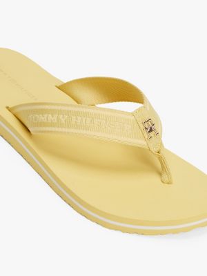 yellow webbing tonal logo flip-flops for women tommy hilfiger