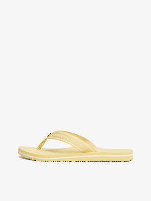 yellow webbing tonal logo flip-flops for women tommy hilfiger