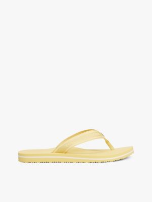 yellow webbing tonal logo flip-flops for women tommy hilfiger