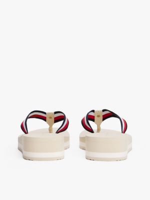 white signature strap wedge flip flops for women tommy hilfiger