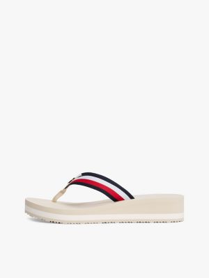 white signature strap wedge flip flops for women tommy hilfiger